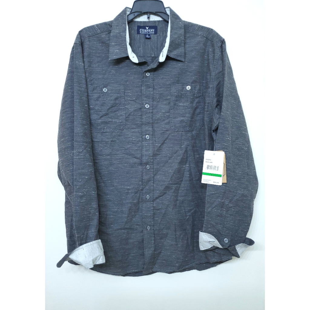 Company 81 Eighty One Mens Long Sleeve Shirt Large Gray  Brand New